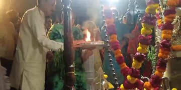 बिरूआबाड़ी मंदिर में भगवान शंकर-पार्वती की मूर्ति स्थापना