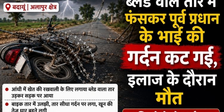 ब्लेड वाले तार में उलझे बाइक सवार की गर्दन कटने से मौत, एक घायल
