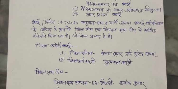 बदायूं में बसपा ने पदाधिकारी को सौंपी जिम्मेदारियां